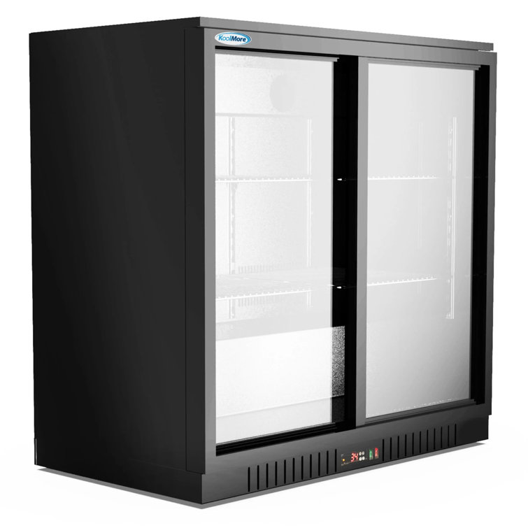 KoolMore Two Door Back Bar Cooler Counter Height Beverage Refrigerator, Glass Sliding Door With